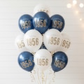 70th Birthday Balloons Vintage 1956 — Latex Milestone Party Decorations — Black Navy White