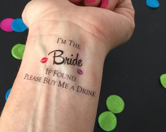 Bride Temporary Tattoo: Bachelorette Party -Buy Me a Drink - Ink