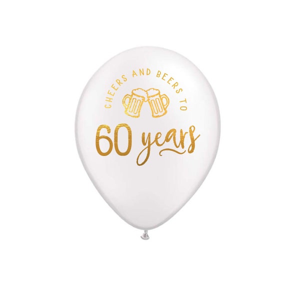 60th Birthday Balloon, 60th Birthday Decoration, 60th Birthday Party, Cheers and Beers to 60 Years, Black, Balloons, 60th Birthday Decor