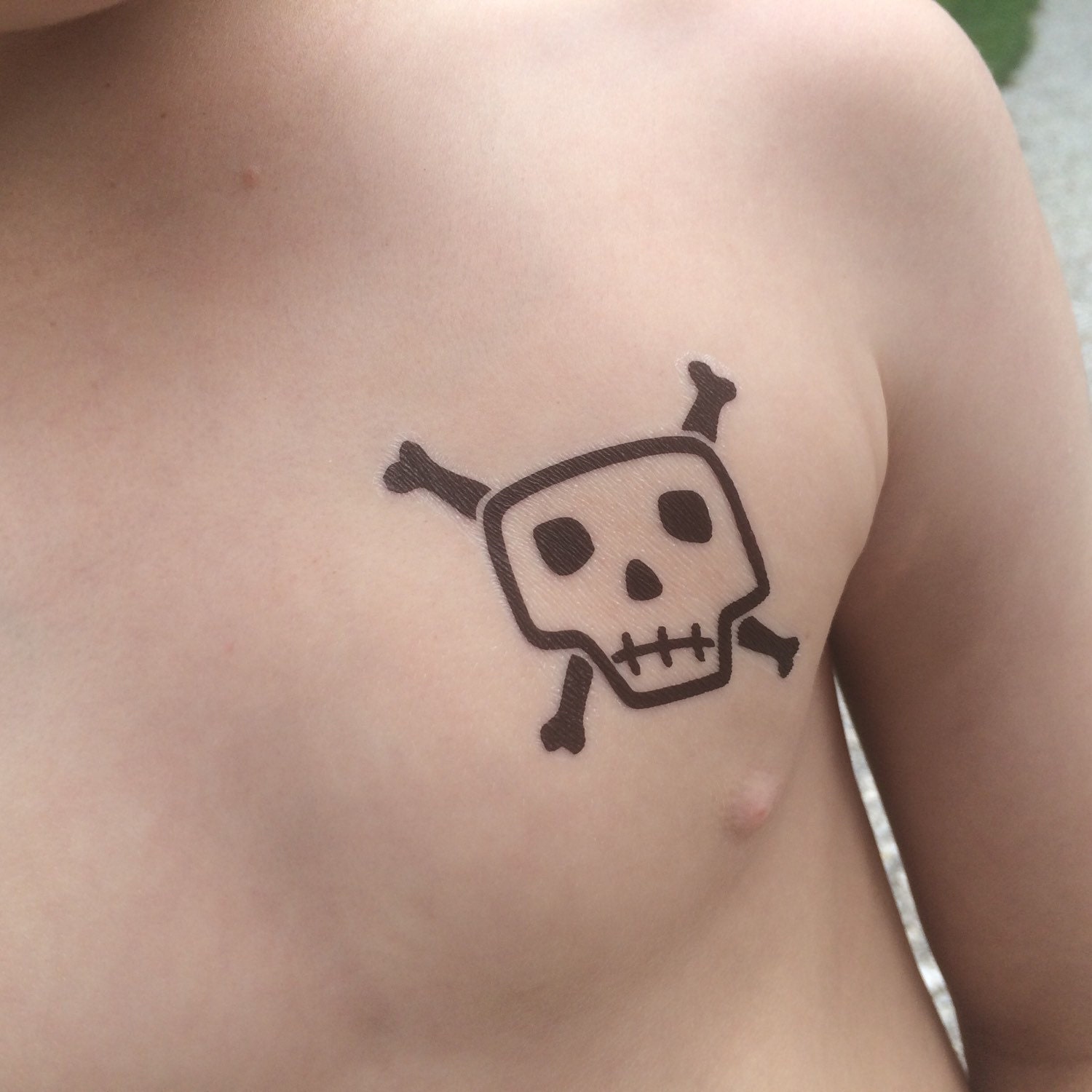 Skull Tattoo Cross Bones Tattoo Fake Tattoo Temporary