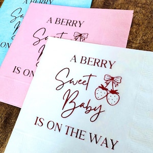 Strawberry Baby Shower Napkins: Berry Sweet Party Decor