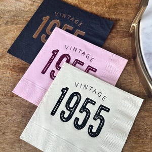 Servetten 70e verjaardag - Vintage servetten 1955 - 70e feestdecoraties - Premium 3-laags, aangepaste kleuren en folieopties