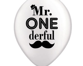 M. Onederful, M. Onderful Birthday, Mr Onederful Decorations, 1er Birthday Boy, 1er anniversaire Theme, Mr Onderful Balloons, White, First