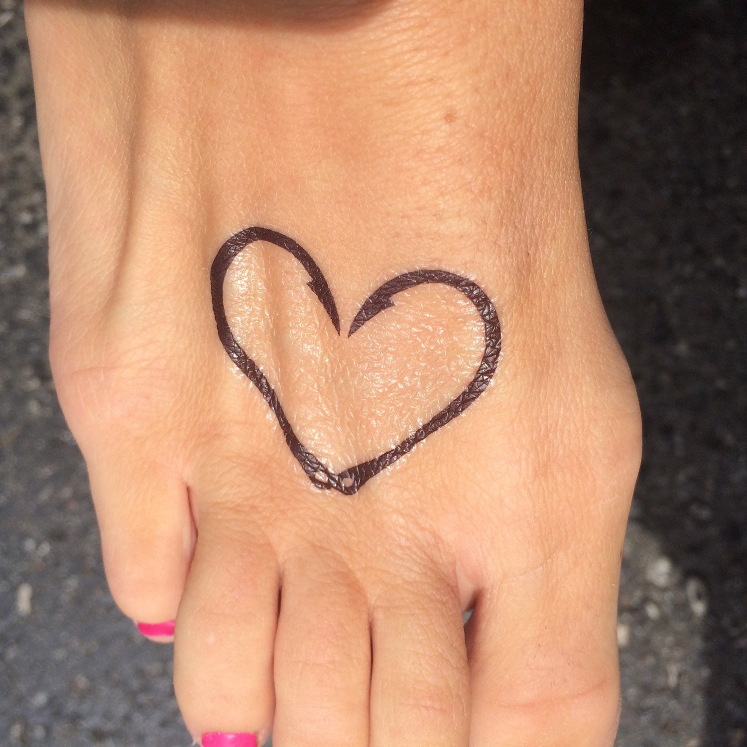 Ciwfishing Hook Heart Tattoo 15 - pbpb34f