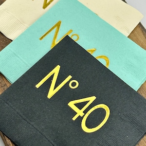 Servilletas para 40 cumpleaños: decoración para cóctel con estampado en caliente