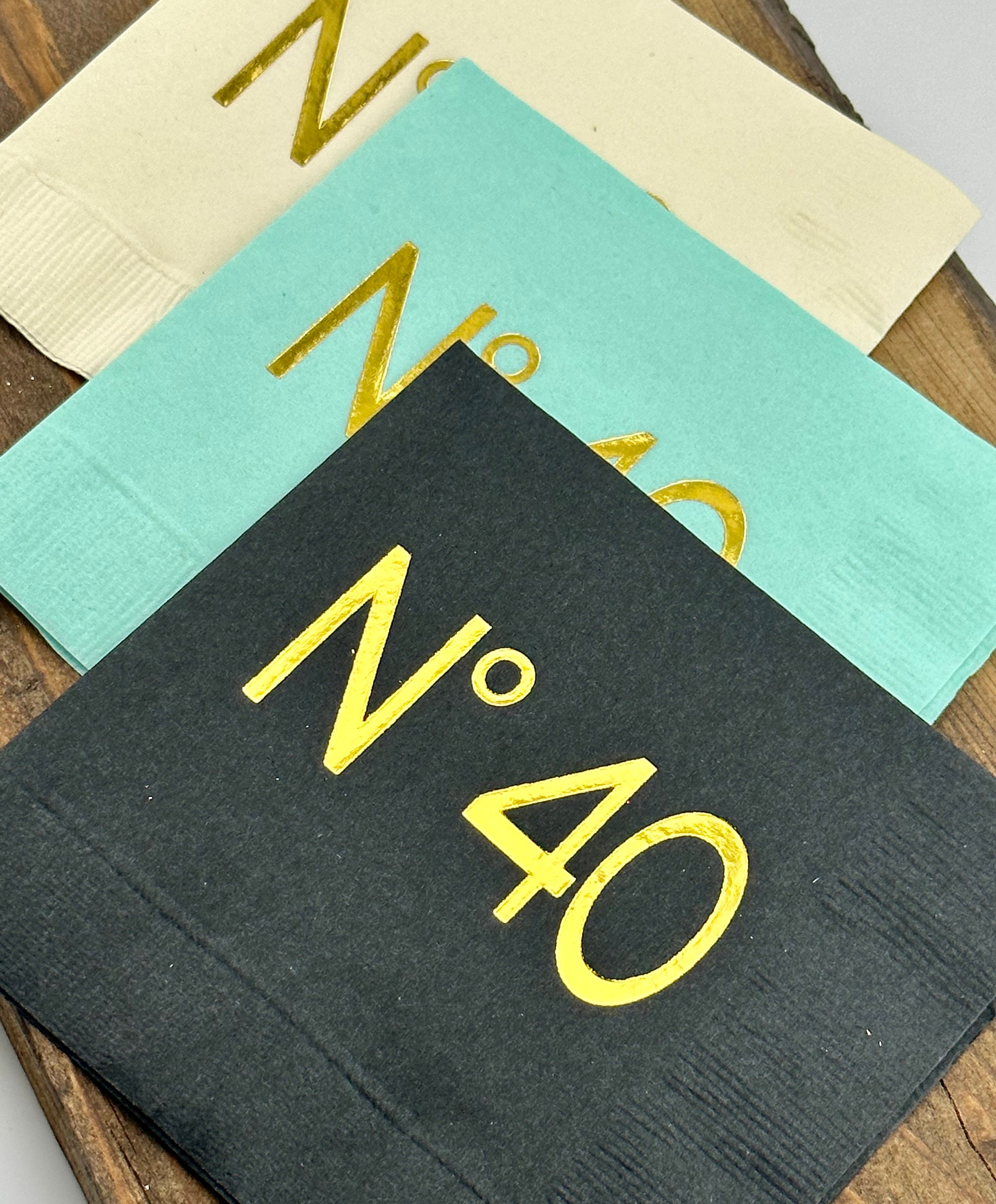 40th Birthday Napkins: Hot Foil Stamped Cocktail Party Decor