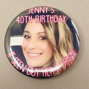 Custom Birthday Pin - Personalized Birthday Buttons - Face Pins - Party Favors - Badges for Kids & Adults