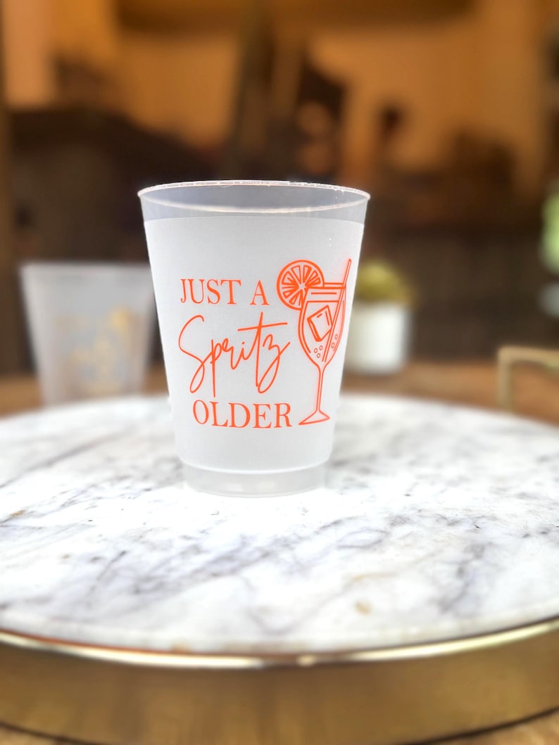 Just a Spritz Older Frosted Birthday Cups — Aperol Spritz Party Cup 16oz image 7