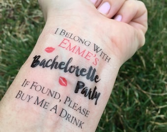 Bachelorette Party Tattoos, Bachelorette Tattoos, If Found, Buy Me a Drink, Cute Bachelorette Tattoos, Temporary Tattoos, Personalized