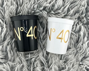 No 40 Stadium Cups, 40th Birthday Cups, 40th Birthday Decorations, 40th Birthday Party Cups, Fortieth, Sold in sets of 10, No 40