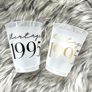 Vintage 1995 30. Geburtstag Tassen: Black & Gold Frosted Party Trinkgefäße - 8er Set