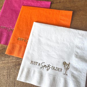 Just A Spritz Older Cocktail Napkins — Aperol Spritz - Birthday Party Decor Foil Stamped image 7