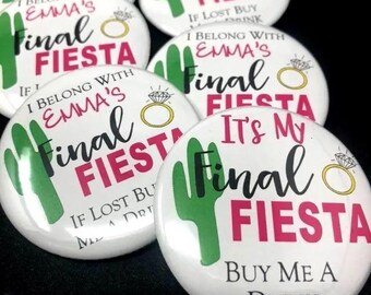 Final Fiesta Bachelorette Buttons: Cactus Party Pins - Personalized Bride Button