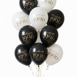 30th Birthday Balloons - Vintage 1996 — 30th Party Decorations — Black White Gold - Latex image 10
