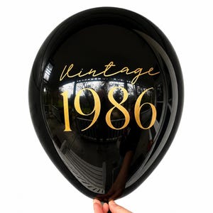 40th Birthday Balloons - Vintage 1986 — 40th Party Decorations — Black White - Latex