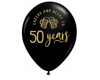 50th Birthday Balloons, 50th Birthday Party Decorations, Cheers And Beers To 50 Years, 50th Birthday Party Balloon, 50th Birthday Decor