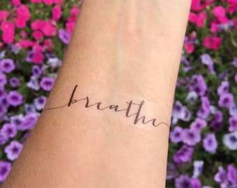 Breathe Tattoo, Arm Tattoo, Temporary Tattoo, Fake Tattoo, Birthday Gift, Inspirational Tattoo, Faith, Religious Tattoo, Breathe, Set of 2