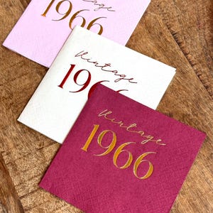 60th Birthday Napkins - Vintage 1966 — Foil Stamped Cocktail — Sixtieth ...