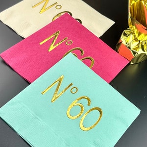 60th Birthday Decorations, 60th Birthday Napkins, Couture Birthday Napkins, Sixtieth Party Decorations, 60th Cocktail Napkins