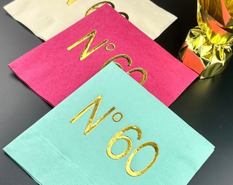 60th Birthday Decorations, 60th Birthday Napkins, Couture Birthday Napkins, Sixtieth Party Decorations, 60th Cocktail Napkins