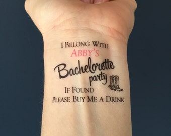Cowgirl Bachelorette Party Temporary Tattoo: Boots, Buy Me A Drink -Ink Tat