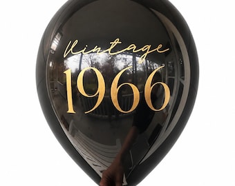 60th Birthday Balloons - Vintage 1966 — Latex Milestone Decorations — Black White