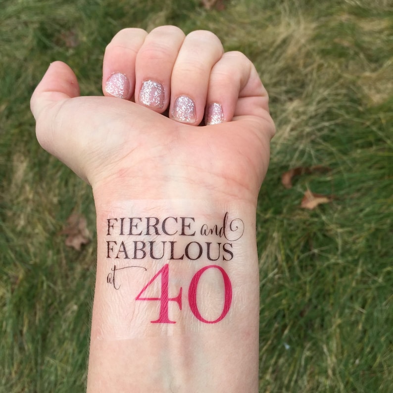 40th Birthday Tattoo 40th Temporary Tattoo 40th Birthday Etsy