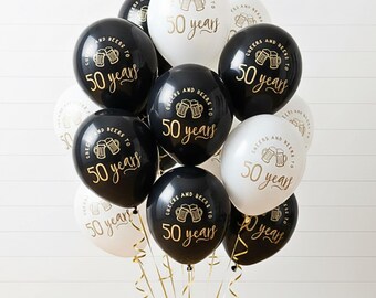 50e verjaardagsballonnen Proost en bier — mijlpaalfeestdecoratie met foliestempel