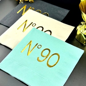 90th Birthday Napkins, Elegant Party Decorations for Him & Her, Couture Ninetieth Birthday Tableware, 90 Years Celebration Supplies