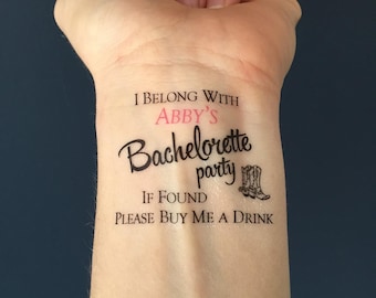 Cowgirl Bachelorette Party Temporary Tattoo: Boots, Buy Me A Drink -Ink Tat