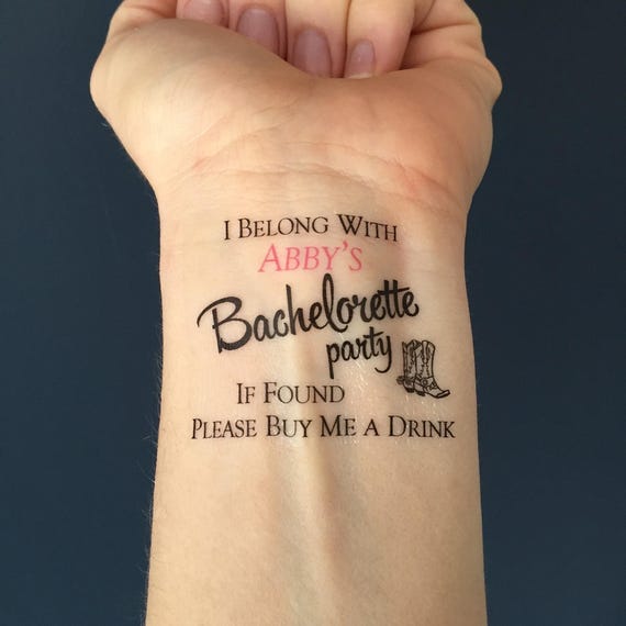 Cowgirl Bachelorette Party Temporary Tattoo: Boots, Buy Me A Drink -Ink Tat