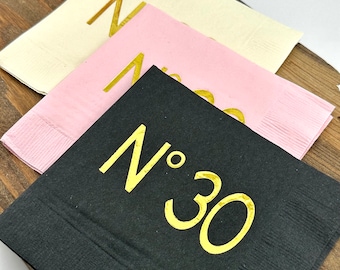 Servietten zum 30. Geburtstag: Folienprägung – Dekoration für die 30. Party – 20er-Set
