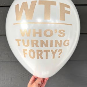 WTF Who's Turning Forty Foil Stamped Cocktail Napkins — Funny 40th Birthday Party Decor image 5