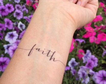 Wiara tatuaż, ramię tatuaż, tymczasowy tatuaż, fake Tattoo, prezent urodzinowy, inspirujący tatuaż, wiara, tatuaż religijny, zestaw 2