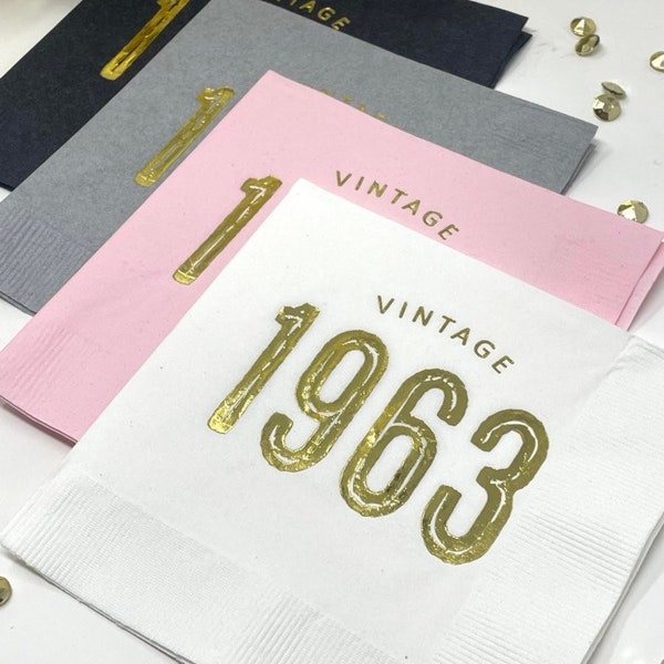 Black and Gold Foil Birthday Party Napkins, Birthday Cocktail