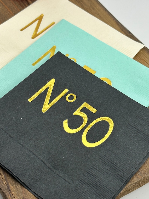 50th Birthday Napkins: Couture Themed Foil-Stamped Party Decorations