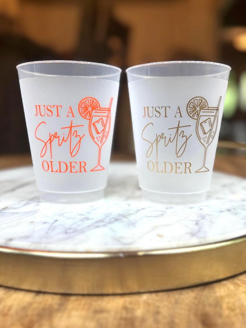 Just a Spritz Older Frosted Birthday Cups — Aperol Spritz Party Cup 16oz image 9