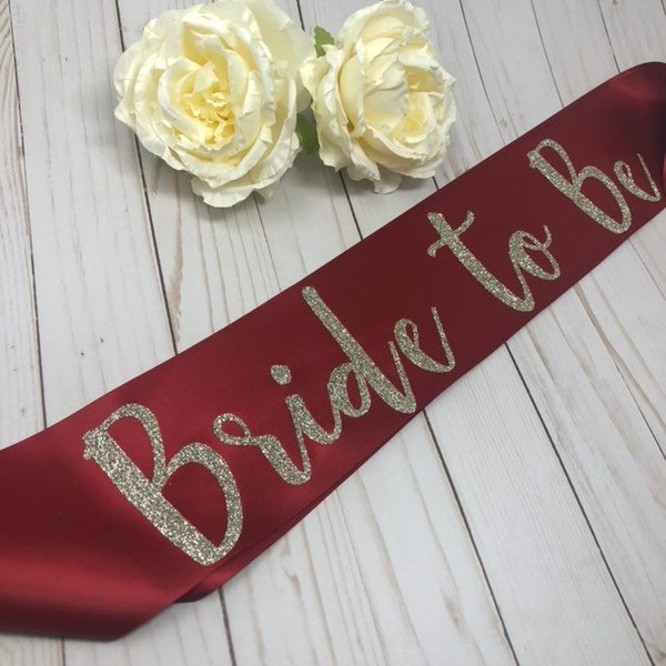 Bride to Be Sash, Bachelorette Sash, Bridesmaid Gift, Bride Sash, Burgundy, Wine, Bachelorette Party Sash, Champagne Glitter, Burgundy