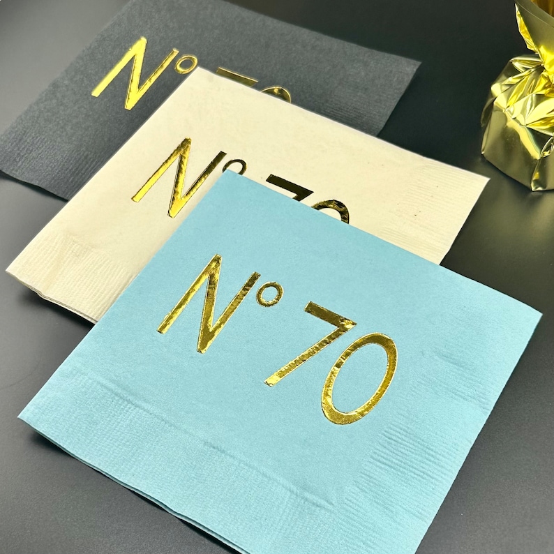 70th Birthday Napkins- No 70 Couture Theme - Foil Stamped - Party Decorations image 7