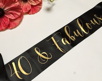 Banda de satén para 40 cumpleaños (caja de regalo incluida) - Varios colores