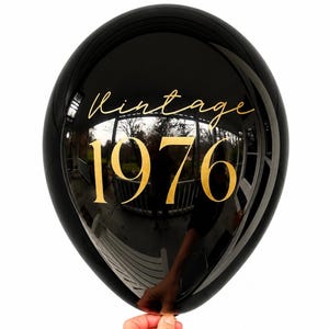 50th Birthday Balloons - Vintage 1976 — 50th Party Decorations — Black White Gold - Latex