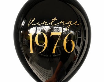 Decoraties voor een 50e verjaardag - Vintage zwart-gouden ballonnen uit 1976 - Decoratie voor een mijlpaalverjaardagsfeest