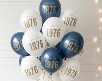 50th Birthday Balloons: Vintage 1976 - Milestone Party Decorations - 12 inch Latex