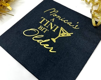 Servilletas de cumpleaños personalizadas de Martini: decoración de cóctel con estampado de aluminio - Personalizadas