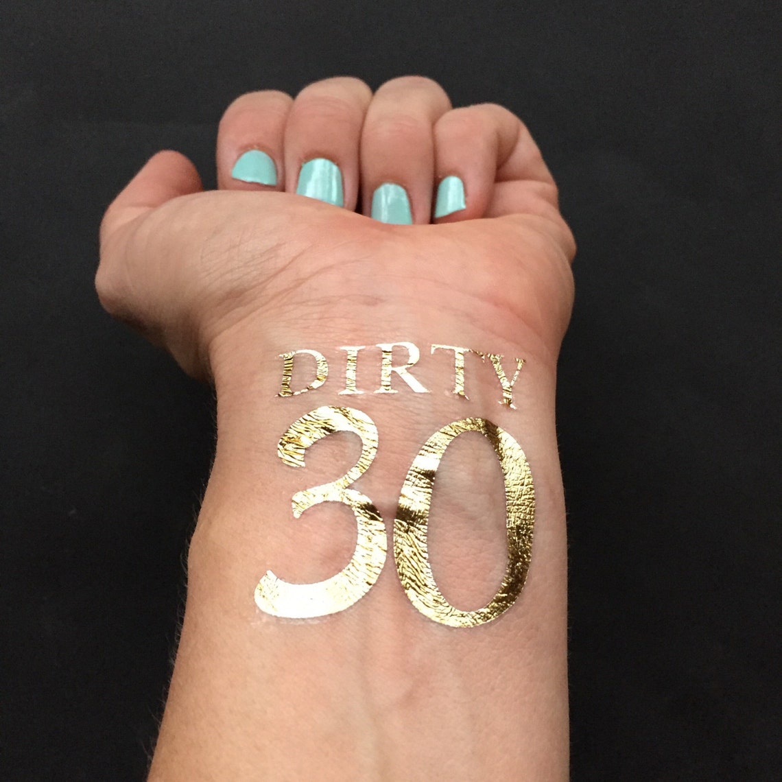 30th Birthday Tattoo 30th Birthday Favor Gold Flash Tattoo Etsy