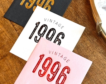30th Birthday Servietten: Vintage 1996 - Verschiedene Farboptionen - Set von 20+