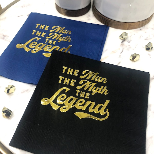 The Man Myth Legend Napkins: Birthday Retirement Party Decorations - Foil Stamped