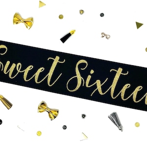 Sweet Sixteen Satin Sash — 16th Birthday Girl - Gift Ready - Pin Included image 1