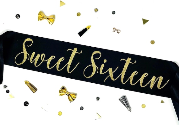 Sweet Sixteen Satin Sash — 16th Birthday Girl - Gift Ready - Pin Included