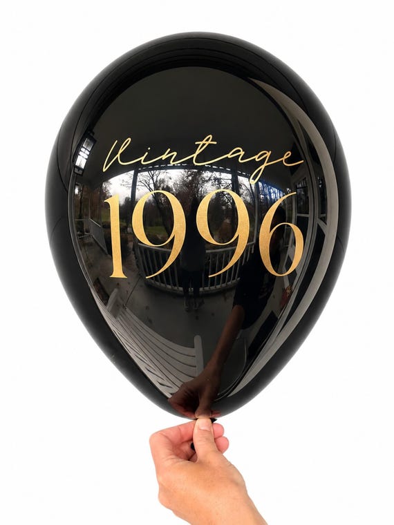 30th Birthday Balloons - Vintage 1996 — 30th Party Decorations — Black White Gold - Latex
